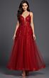 Jovani 40472 Floral Appliques Plunging Neck Dress