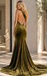 Jovani 45628 Exposed Back Olive Velvet Dress