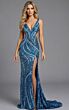 Jovani 47793 Plunging Neckline Geometric Sequin Dress