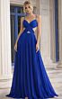 Jovani 49160 Royal Blue Pleated Chiffon A-line Dress