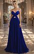 Jovani 49160 Royal Blue Pleated Chiffon A-line Dress
