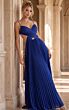Jovani 49160 Royal Blue Pleated Chiffon A-line Dress
