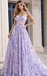 Jovani 49161 Crisscross Bodice Pleated Chiffon Print Dress