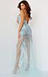 Jovani 04195 Plunging Neckline Illusion Dress