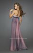 La Femme 14757 Pink Gray Empire Waist Dress