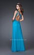La Femme 16687 Teal One Shoulder High Slit Dress