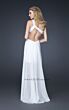 La Femme 17218 White One Shoulder Embellished Dress