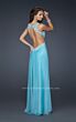 La Femme 17520 Aqua Cutout Back V-Neckline Dress