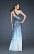 La Femme 18017 Multicolor One Shoulder Slim Dress