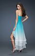 La Femme 18049 Tiered Skirt Coral Ombre High-Low Dress