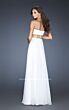 La Femme 18794 White Flowy Skirt Empire Waist Dress