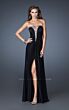 La Femme 18934 High Slit Ruched A-Line Dress