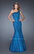 La Femme 19604 Apricot Orange One Shoulder Embellished Dress