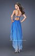 La Femme 19634 Sapphire Blue Sweetheart Neck High-Low Dress