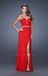 La Femme 19671 High Slit Beaded Belt Strapless Dress