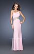 La Femme 19867 Aqua One Shoulder Slim Dress