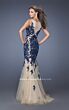 La Femme 19916 Navy Blue Scoop Neckline Dress