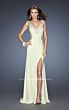 La Femme 19941 Pink High Slit Slim Dress