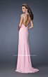 La Femme 19942 Cap Sleeve Illusion High Neckline Dress