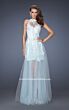 La Femme 19970 Seafoam Green Halter Neckline Dress