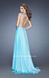 La Femme 20074 Aqua Beaded Illusion Bodice Dress