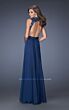La Femme 20109 Navy Blue V-Neckline A-Line Dress