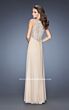 La Femme 20142 High Slit V-Neckline Ruched Dress