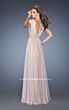 La Femme 20149 Nude V-Neckline Ruched Dress