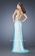 La Femme 20161 Mint Halter Neckline Beaded Dress