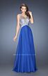 La Femme 20163 Royal Blue Beaded Bodice Dress