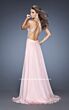 La Femme 20171 Blush Pink Beaded Bodice V-Neckline Dress