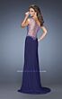 La Femme 20176 Deep Indigo One Shoulder Slim Dress