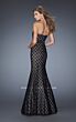 La Femme 20456 Black Nude Strapless Polka Dot Dress