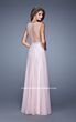 La Femme 20899 Blush Pink Beaded Scoop Neckline A-Line Dress