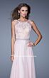 La Femme 20899 Blush Pink Beaded Scoop Neckline A-Line Dress