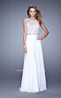 La Femme 20899 Blush Pink Beaded Scoop Neckline A-Line Dress
