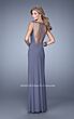 La Femme 21018 Gunmetal Grey High Slit Slim Dress