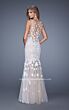 La Femme 21105 Tulle Skirt V-Neckline Dress