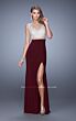 La Femme 21303 Steel Grey High Slit Fitted Dress