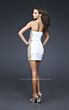 La Femme 16503 White Straight Neckline Ruched Dress