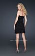 La Femme 17078 Black Fringe Skirt Sweetheart Neckline Dress