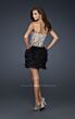 La Femme 17151 Black Nude Feather Skirt Sweetheart Neck Dress