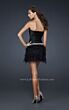 La Femme 17152 Drop Waist Feather Skirt Black Dress