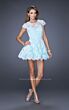 La Femme 19811 Pink Cap Sleeve Jewel Neckline Dress