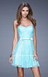 La Femme 20531 Bow Belt Sweetheart Neck Strapless Dress