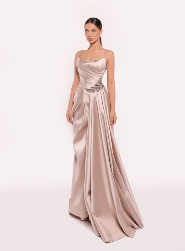 Tarik Ediz 98756 Leovel Scoop Neck Pleated Bodice Formal Dress