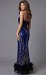 Jovani 36376 Feathered Hem Strapless Sequin Dress