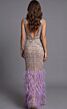 Jovani 40620 Feather Skirt Beaded V-Back Dress