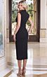 Jovani 53730 High Neck Stretch Crepe Midi Dress