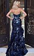 Jovani 53866 Tiered Ruffle Skirt Navy Blue Trumpet Dress